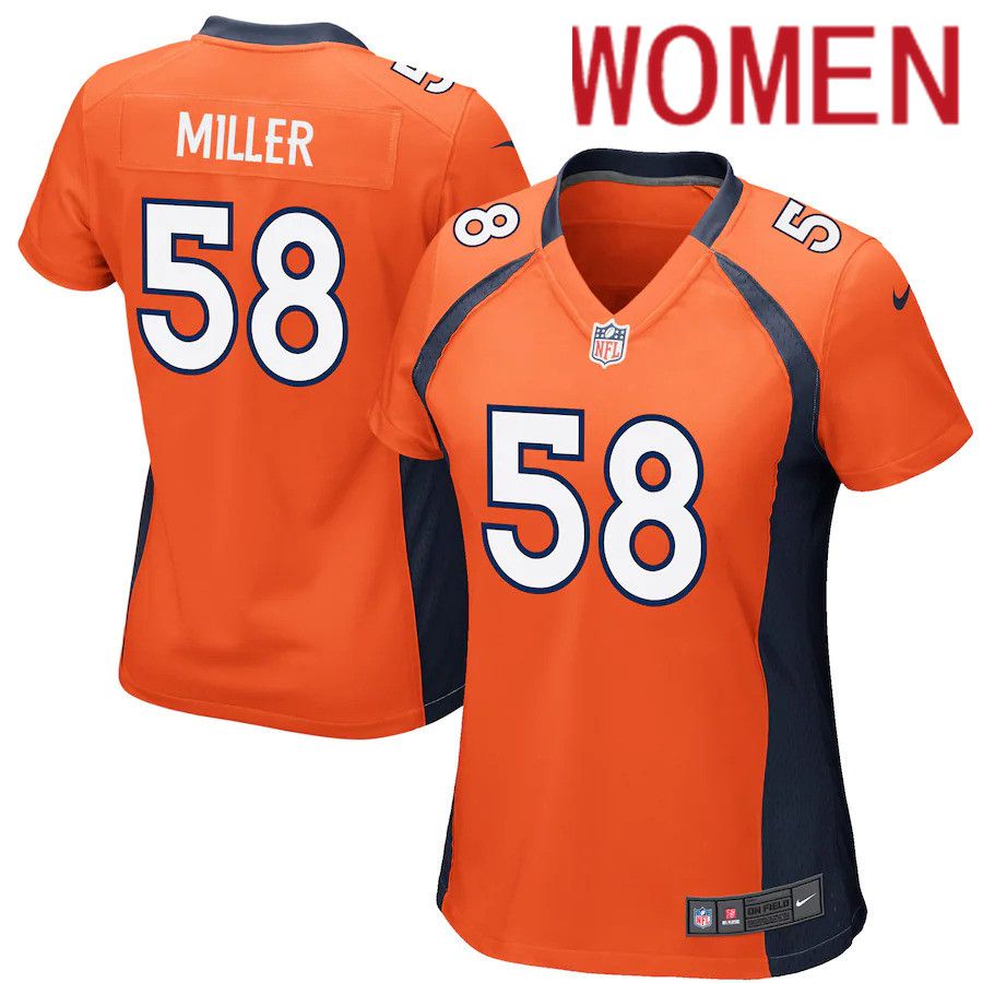 Women Denver Broncos #58 Von Miller Nike Orange Game Player NFL Jersey